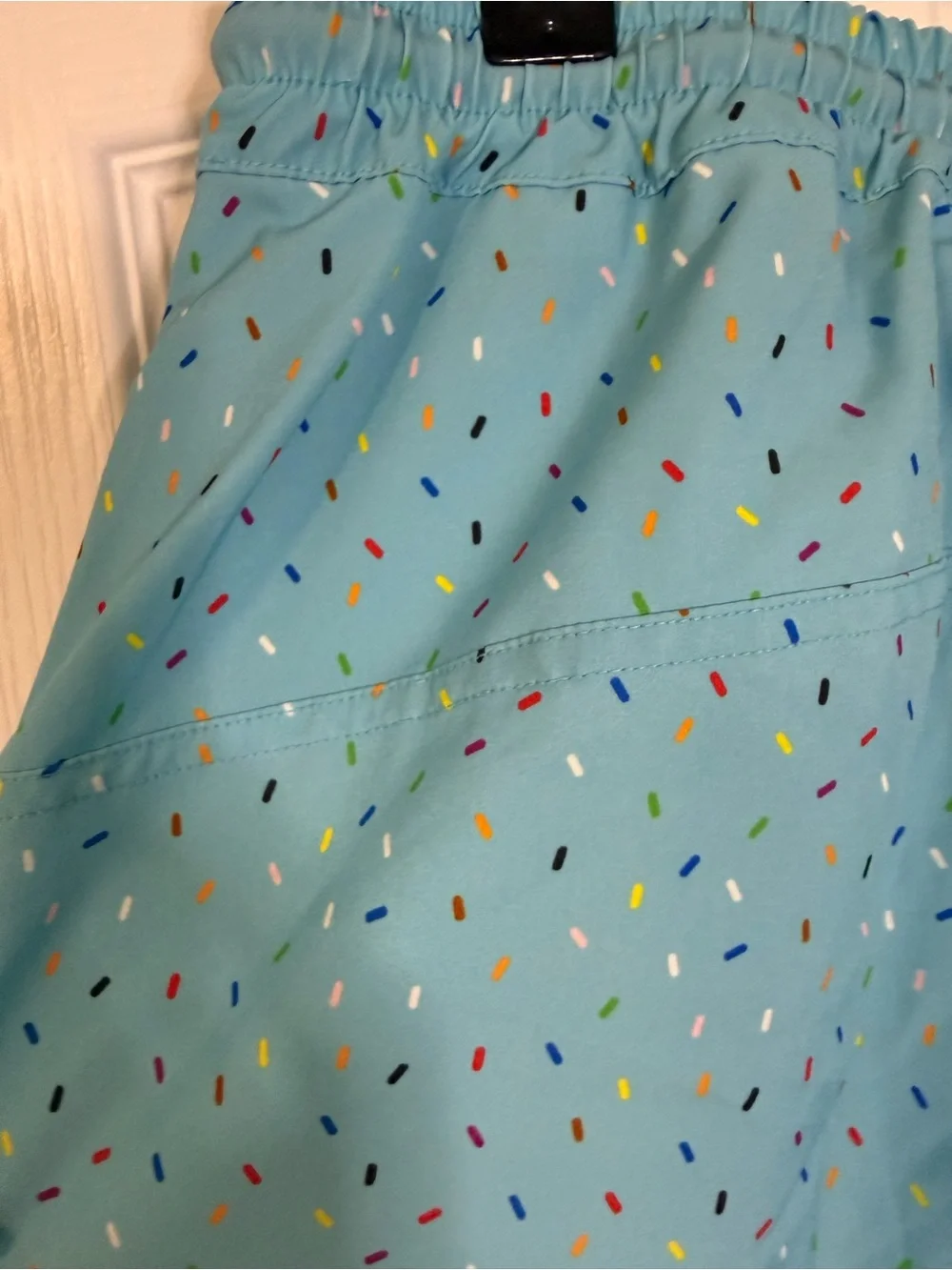 Humankind Light Blue Swim Trunks with Multicolor Speckle